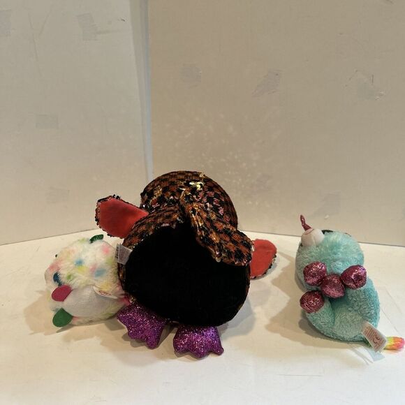 TY FlippablesSequin Plush CHECKS the Owl Tag Beanie‎ Boos Harmonia Ariella Combo - Picture 4 of 7